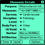 Screenshot of editing mnemonics